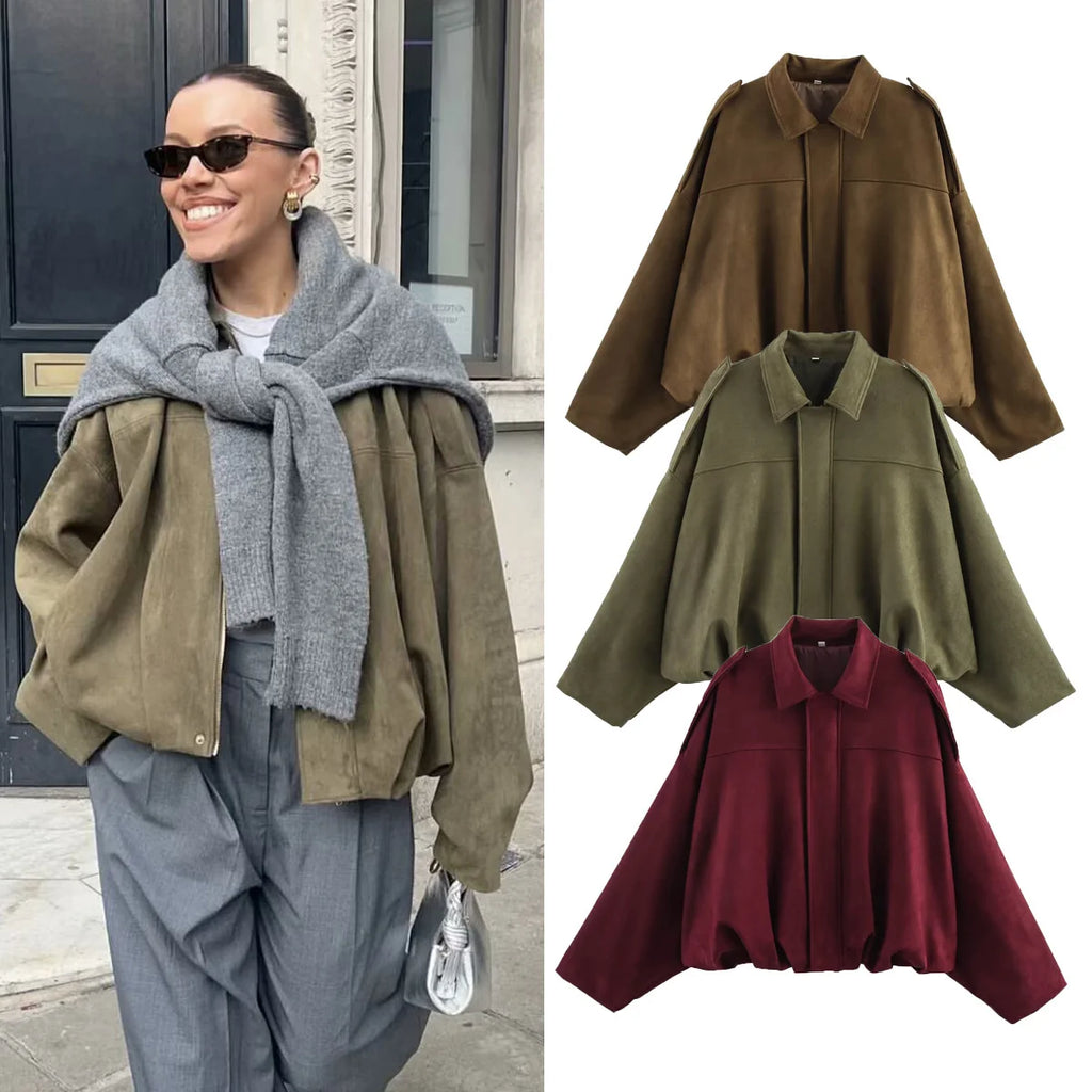 Vintage Military Bomber Jacket – Women’s Loose Fit Utility Coat
