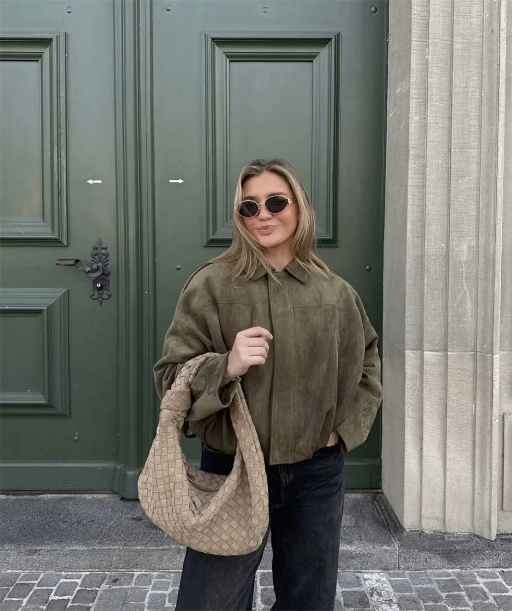 Vintage Military Bomber Jacket – Women’s Loose Fit Utility Coat