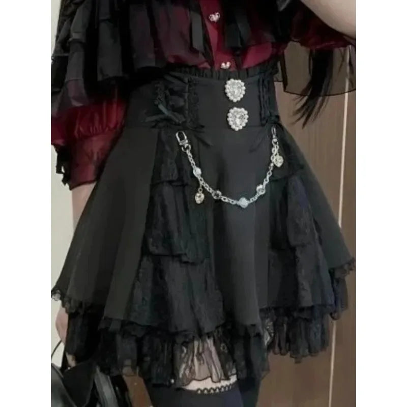 Lolita Bow Lace Blouse – Women’s Black & White Long Sleeve Shirt