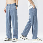 Men’s Lightweight Lyocell Straight Pants – Loose Fit Summer Trousers