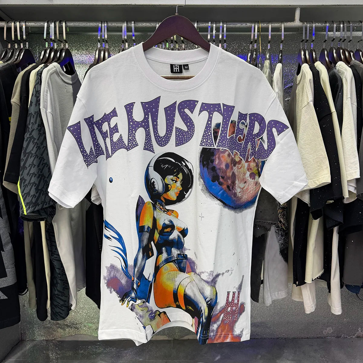 Unisex Crying Woman Graphic T-Shirt – Oversized Diamond Print Cotton Tee