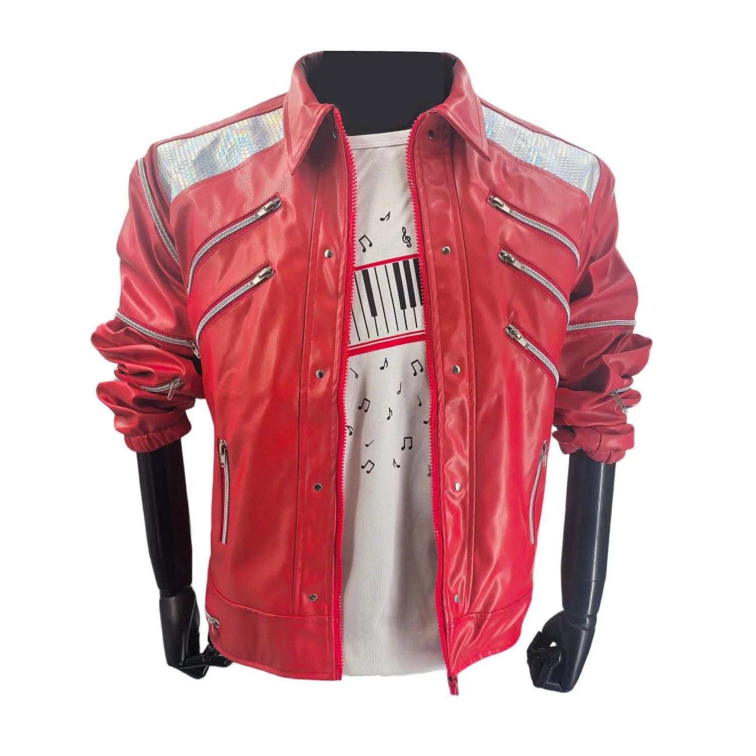 Men’s Red Zipper Jacket – Punk Inspired Casual Streetwear Outerwear