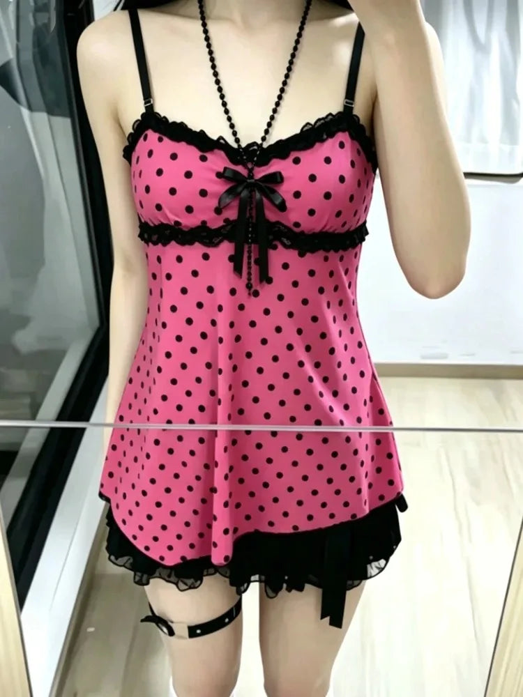 Vintage Leopard Lace Patchwork Cami – Women’s Y2K Sleeveless Summer Top
