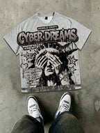 Men’s Statue of Liberty Graphic T-Shirt – Gothic Streetwear Cotton Tee
