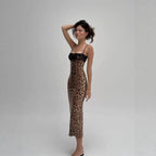 Leopard Lace Sequin Slip Dress – Women’s Backless Slim Party Dress