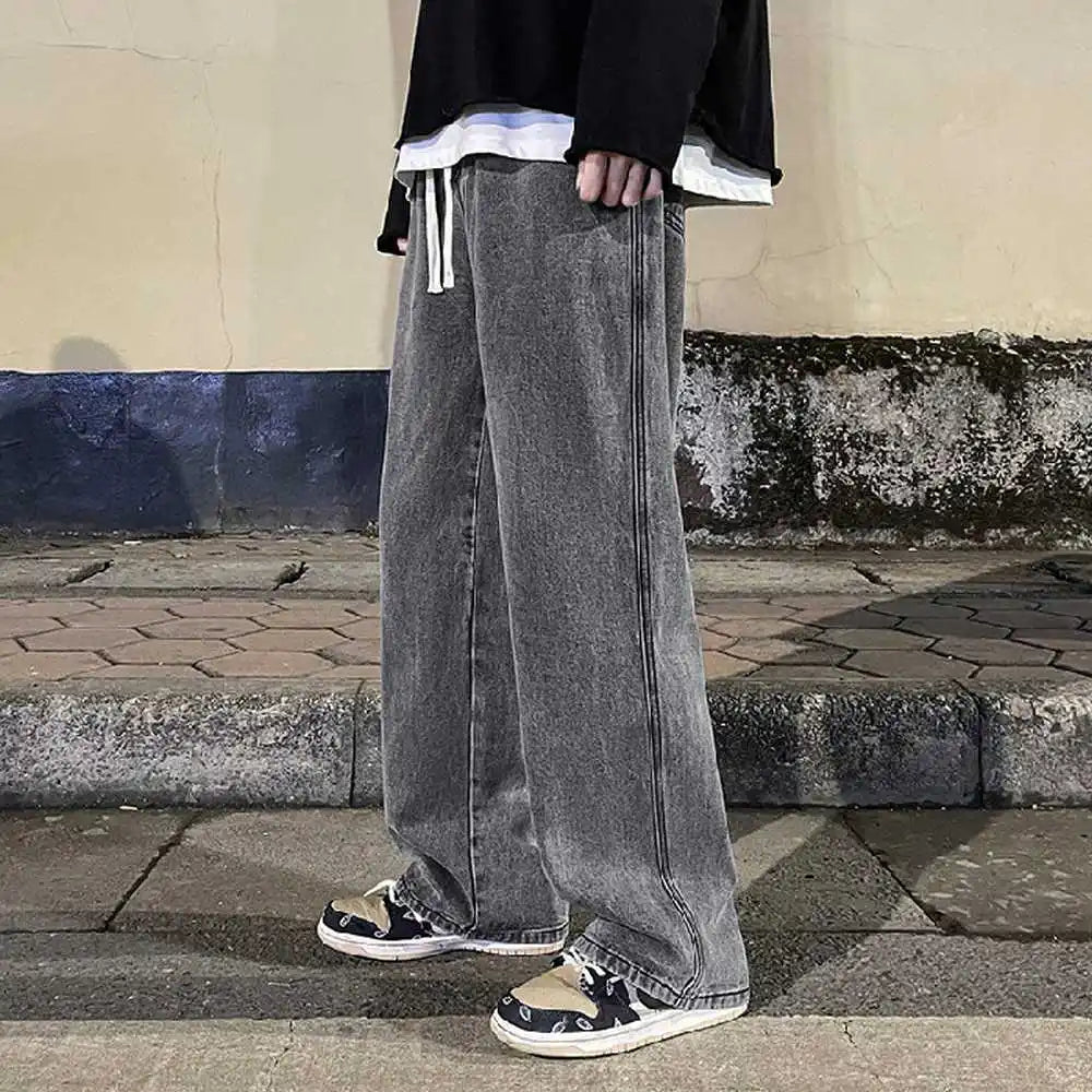 Men’s Vintage Wide Leg Drape Jeans – Loose Fit Streetwear Pants