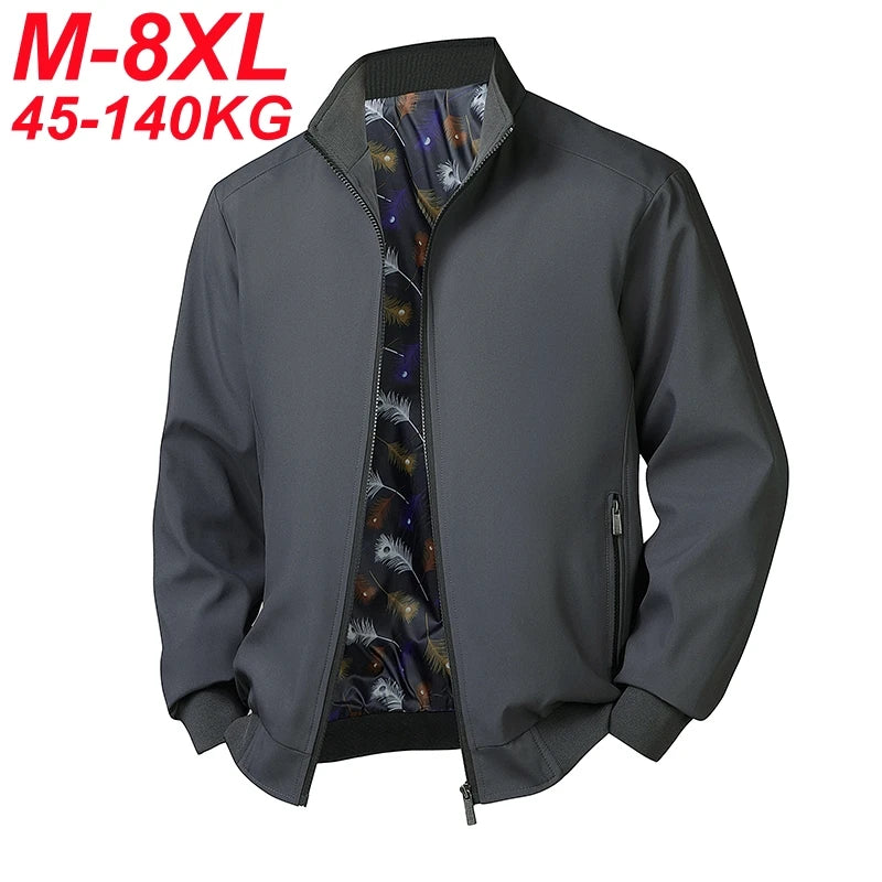 Men’s Plus Size Stand Collar Windbreaker – Casual Lightweight Jacket