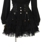 Lolita Bow Lace Blouse – Women’s Black & White Long Sleeve Shirt
