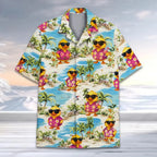 Men’s Neon Rubber Duck Hawaiian Shirt – Fun Printed Short Sleeve Button-Up