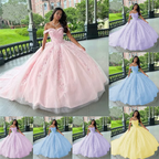 Pink Off Shoulder Tulle Princess Gown – Women’s Lace Formal Party Dress