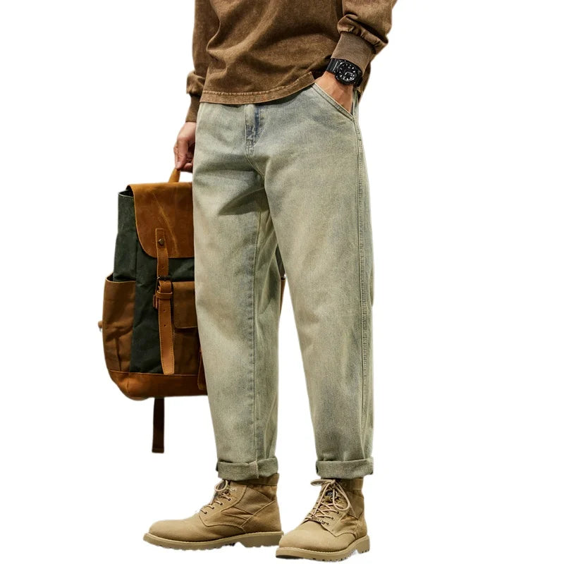 Men’s Cotton Baggy Jeans – Loose Harem Fit Casual Denim Pants