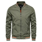 Men’s Solid Color Bomber Jacket – Slim Fit Casual Baseball Outerwear
