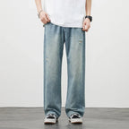 Men’s Vintage Ripped Baggy Jeans – Distressed Straight Leg Denim Pants