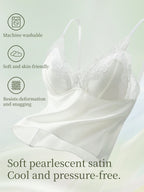 French Lace Satin Camisole Top – Women’s V Neck Strap Tank
