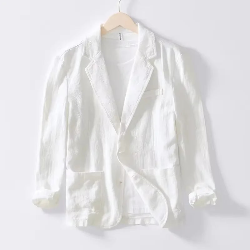Men’s Cotton Blazer – Lightweight Black Summer Business Jacket