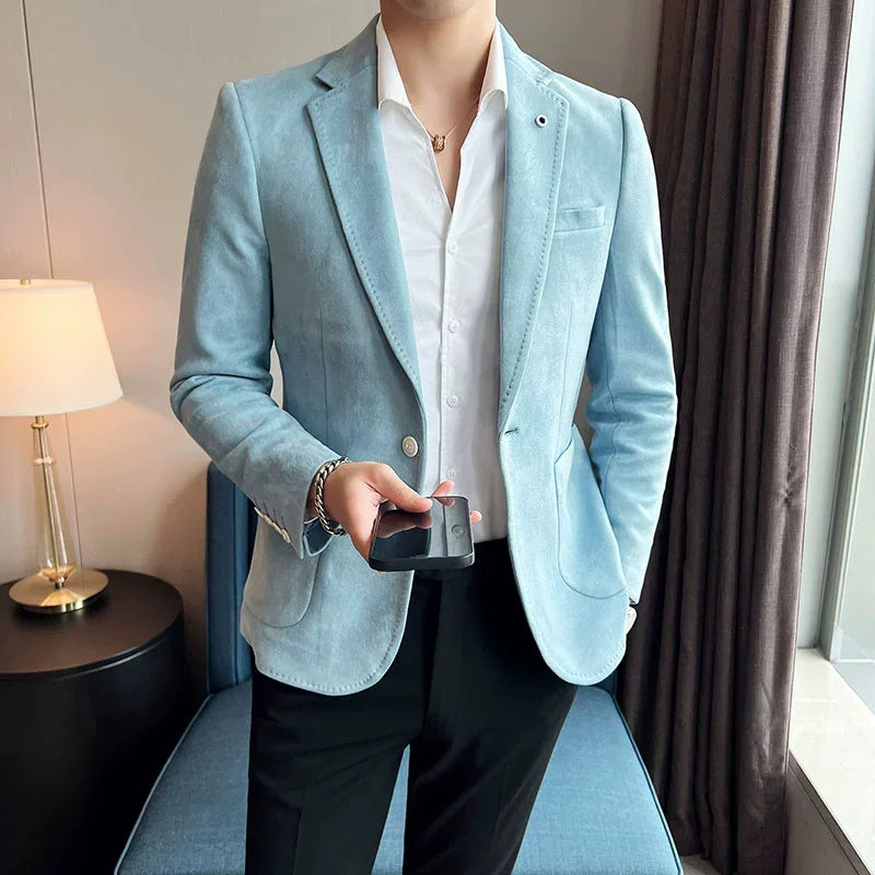 Men’s Slim Fit Velvet Blazer – Elegant Business & Wedding Suit Jacket
