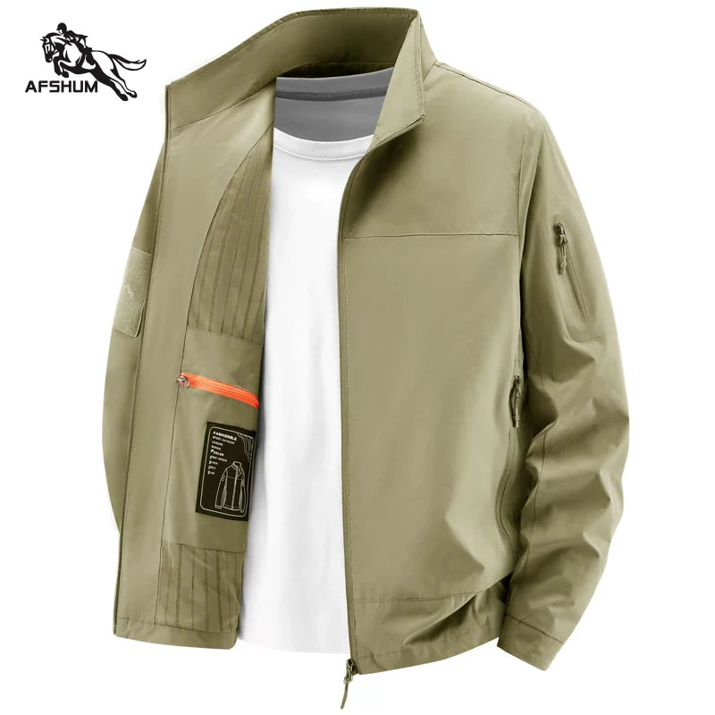 Men’s Solid Color Casual Jacket – Lightweight Spring Autumn Coat
