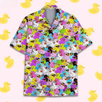 Men’s Neon Rubber Duck Hawaiian Shirt – Fun Printed Short Sleeve Button-Up