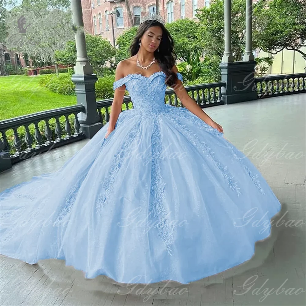 Pink Off Shoulder Tulle Princess Gown – Women’s Lace Formal Party Dress