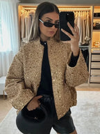 Women’s Sequin Bomber Jacket – Chic Long Sleeve Fall Outerwear