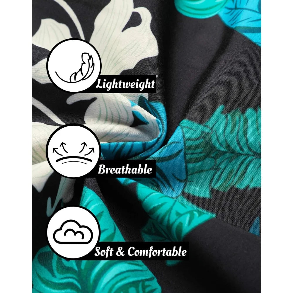 Men’s Vintage Patchwork Printed Shirt – Short Sleeve Tropical Vacation Top