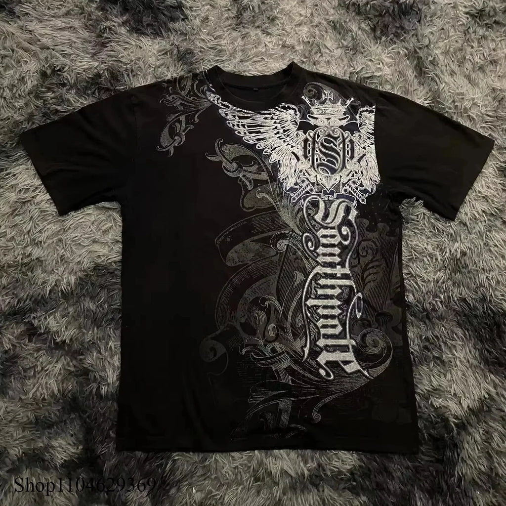 Y2K Gothic Oversized T-Shirt – Unisex High Street Graphic Cotton Top