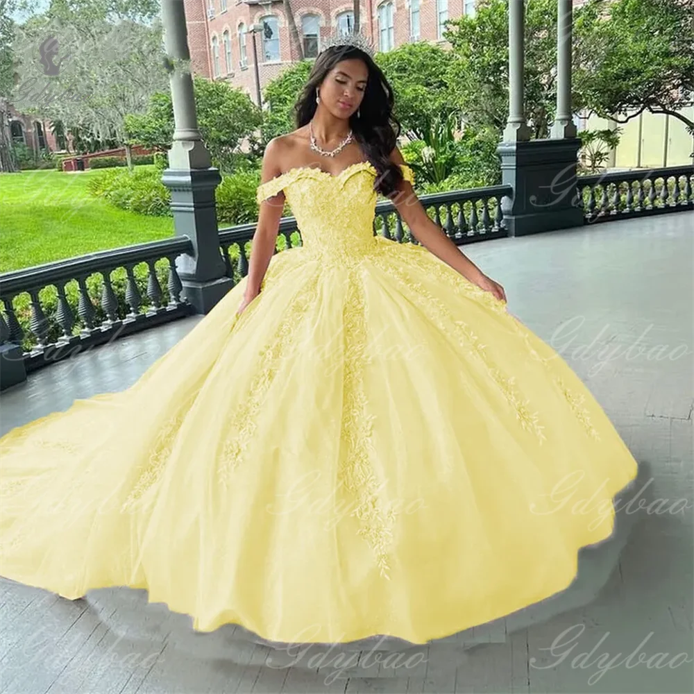 Pink Off Shoulder Tulle Princess Gown – Women’s Lace Formal Party Dress
