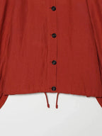 Women’s Red Cropped Bomber Jacket – Loose Fit Stand Collar Coat