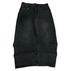 Washed Black Monster Embroidery Jeans – Unisex Baggy Wide Leg Denim Pants