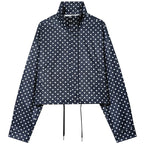 Polka Dot Bomber Jacket – Women’s Oversized Zip Up Outerwear