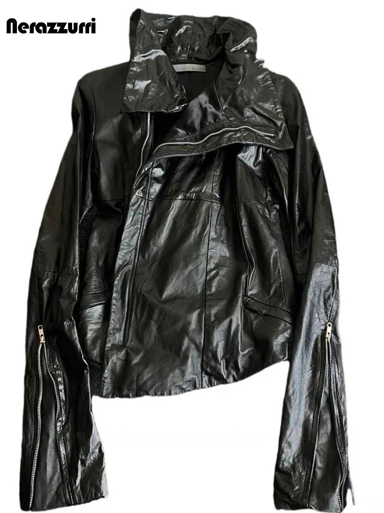 Men’s Fitted PU Leather Jacket – Black Zipper Subculture Streetwear Coat