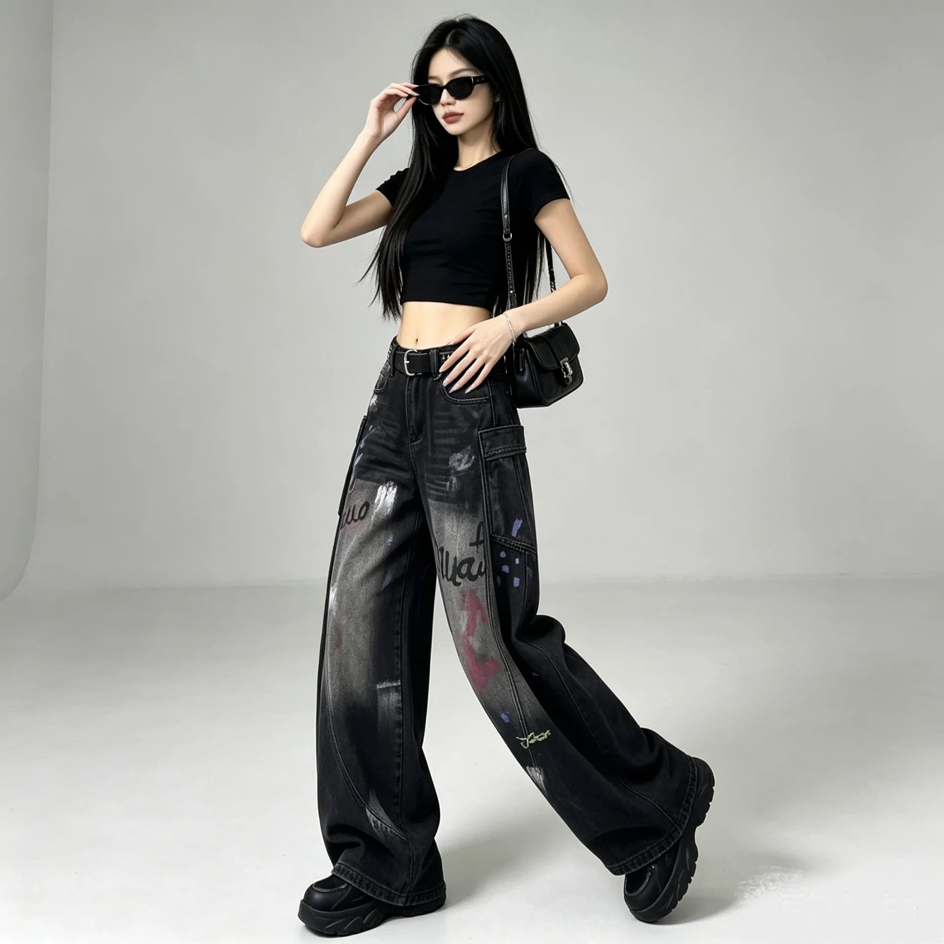 High Waist Wide Leg Denim Jeans – Women’s Loose Fit Autumn Pants