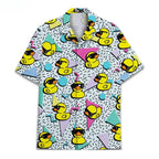 Men’s Neon Rubber Duck Hawaiian Shirt – Fun Printed Short Sleeve Button-Up