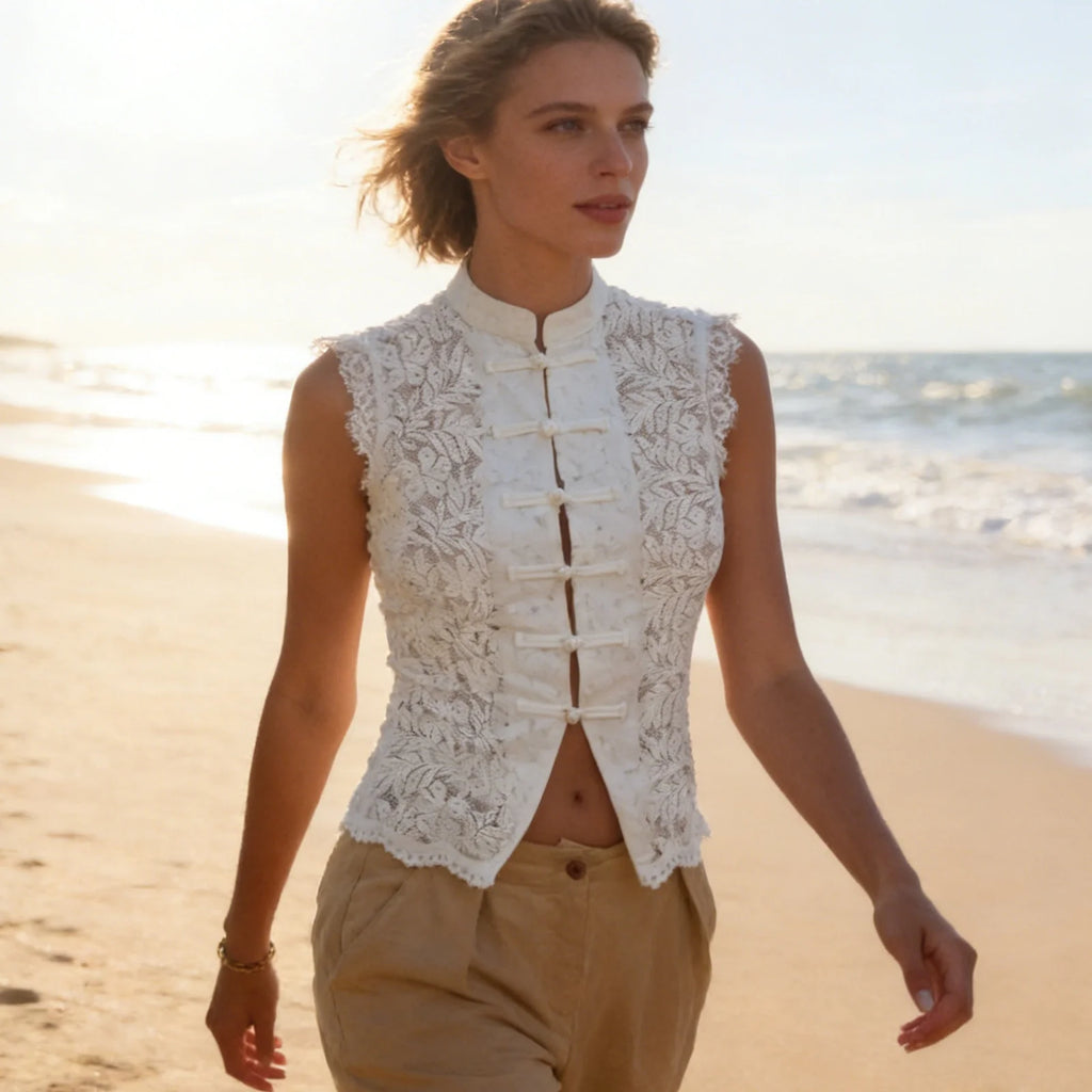 Lace Crop Vest – Women’s Sleeveless Summer Top