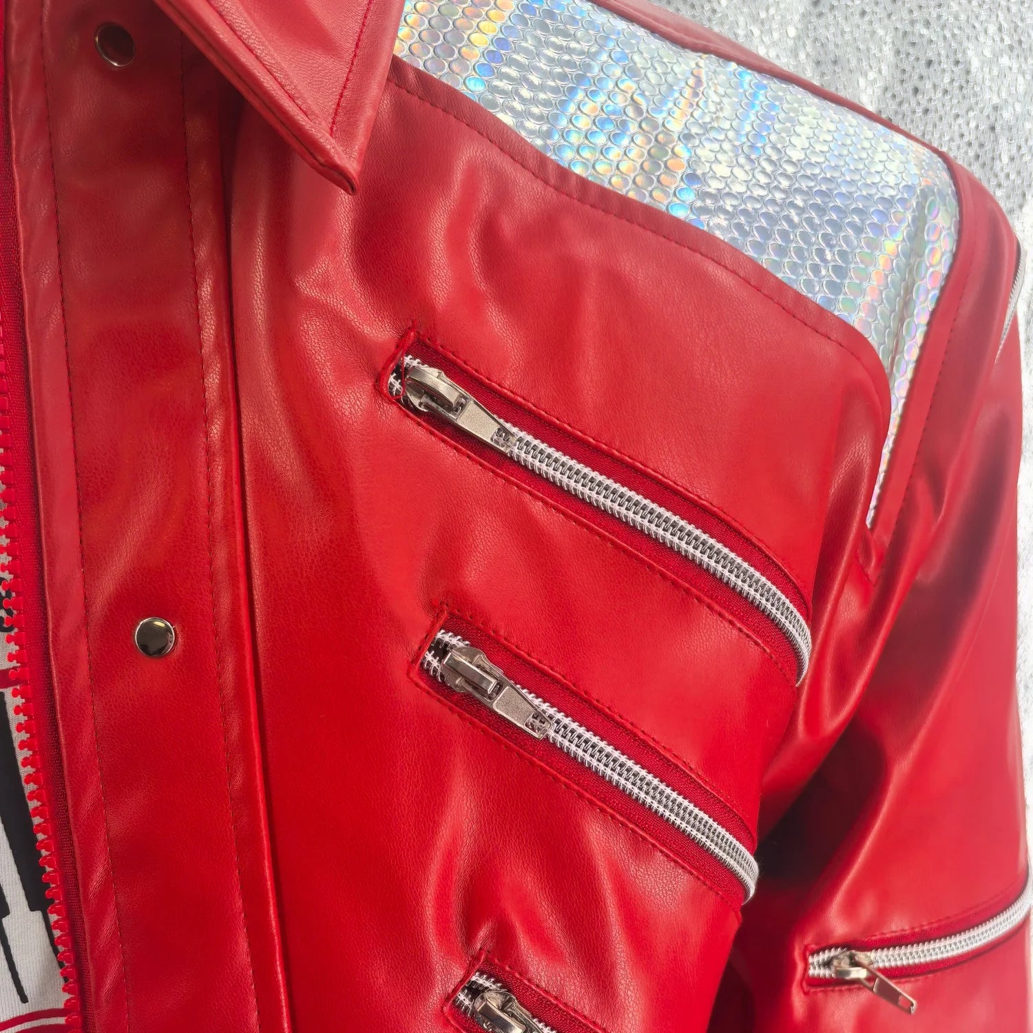 Men’s Red Zipper Jacket – Punk Inspired Casual Streetwear Outerwear