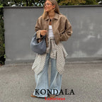 Women’s Khaki Suede Bomber Jacket – Oversized Zip-Up Coat