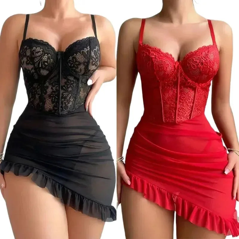 Lace Transparent Mini Dress – Women’s Sleeveless Summer Party Dress