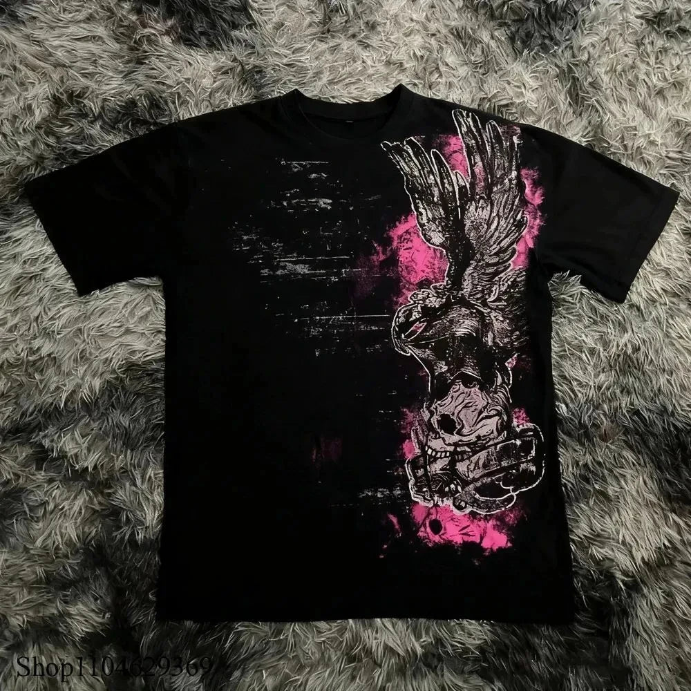 Y2K Gothic Oversized T-Shirt – Unisex High Street Graphic Cotton Top