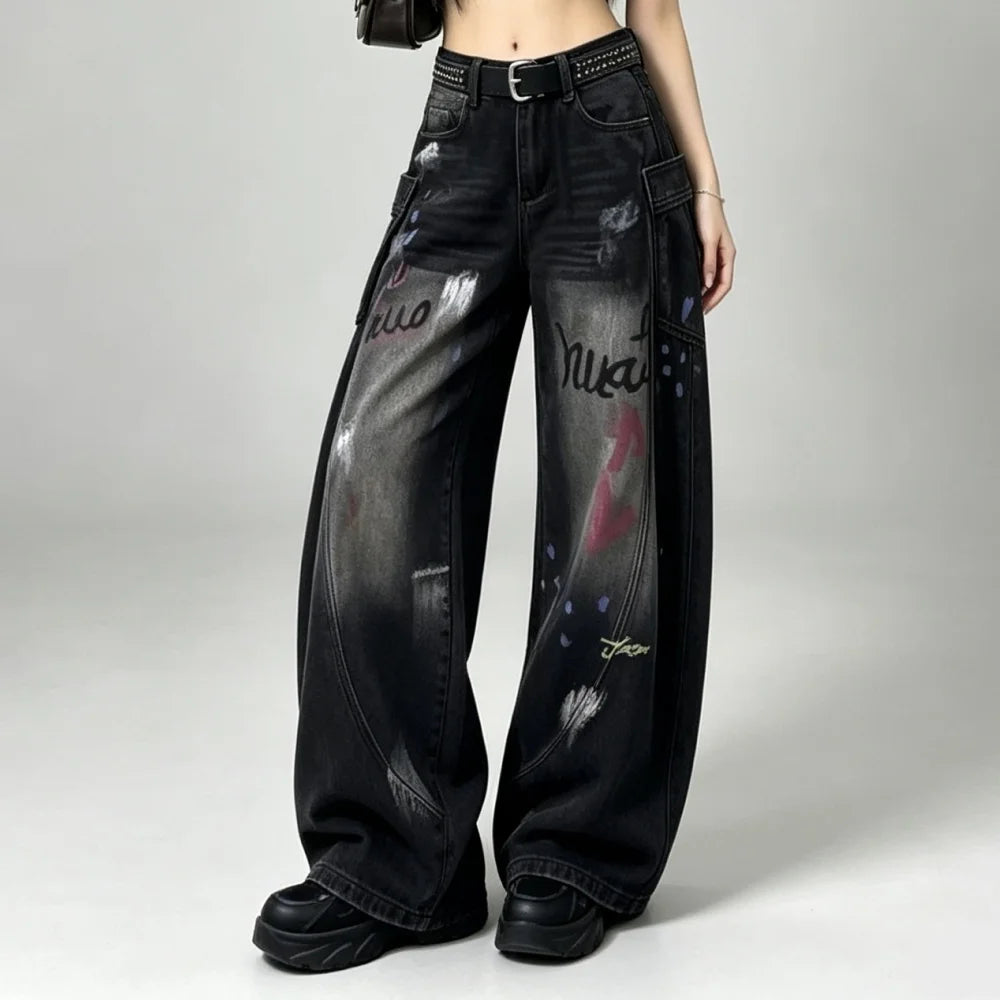 High Waist Wide Leg Denim Jeans – Women’s Loose Fit Autumn Pants