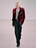 Men’s Velvet Moto Jacket – Short Zip-Up Luxury Biker Outerwear