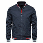 Men’s Solid Color Bomber Jacket – Slim Fit Casual Baseball Outerwear
