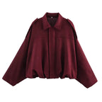 Suede Oversized Bomber Jacket – Women’s Long Sleeve Zip-Up Coat