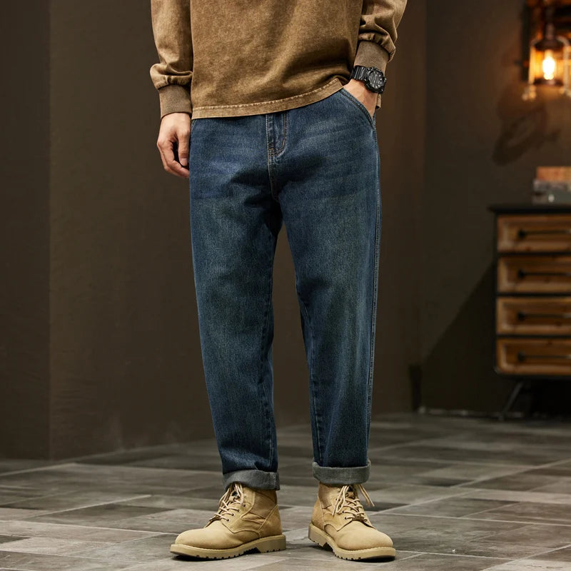 Men’s Cotton Baggy Jeans – Loose Harem Fit Casual Denim Pants