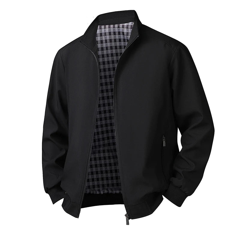 Men’s Plus Size Stand Collar Windbreaker – Casual Lightweight Jacket
