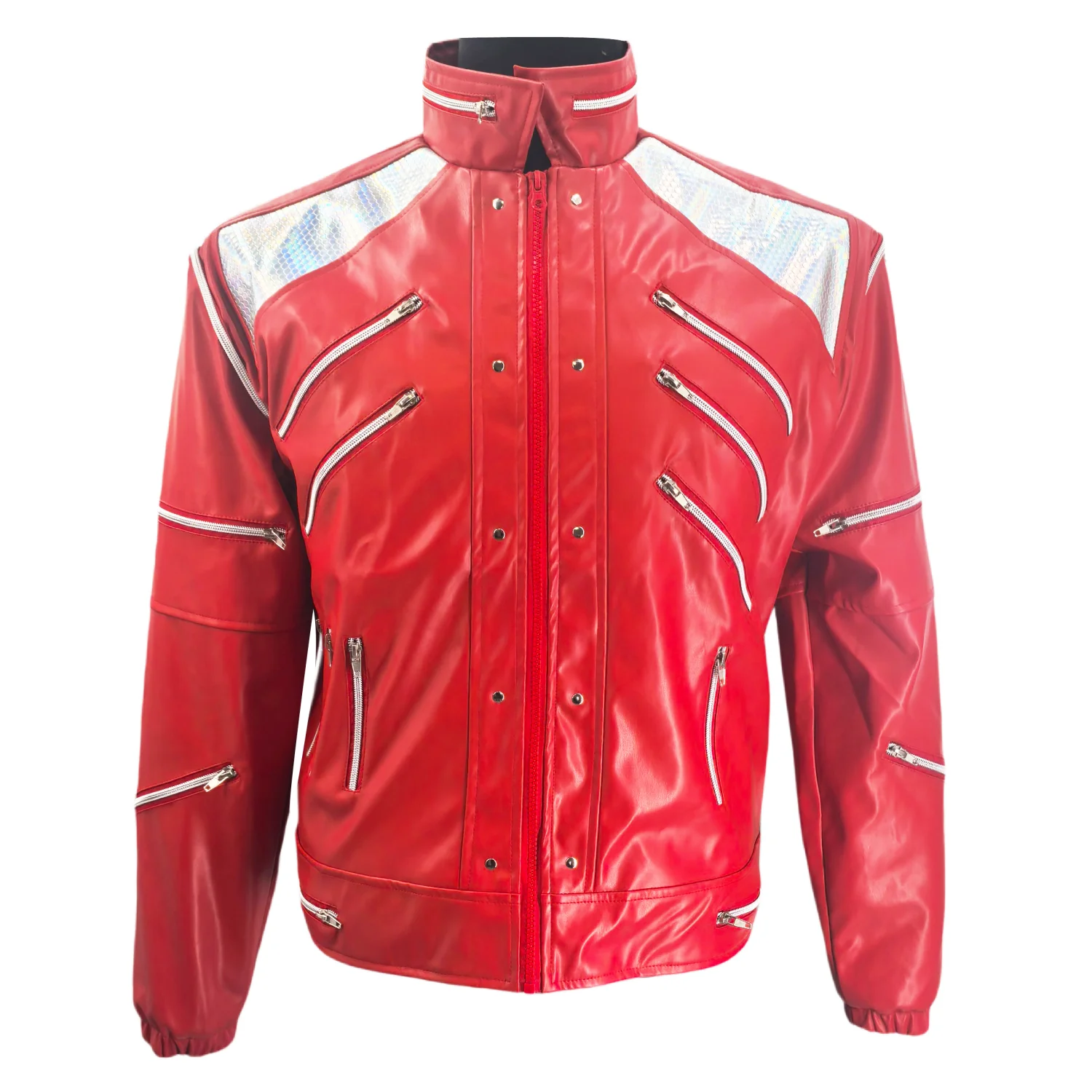 Men’s Red Zipper Jacket – Punk Inspired Casual Streetwear Outerwear