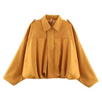 Suede Oversized Bomber Jacket – Women’s Long Sleeve Zip-Up Coat