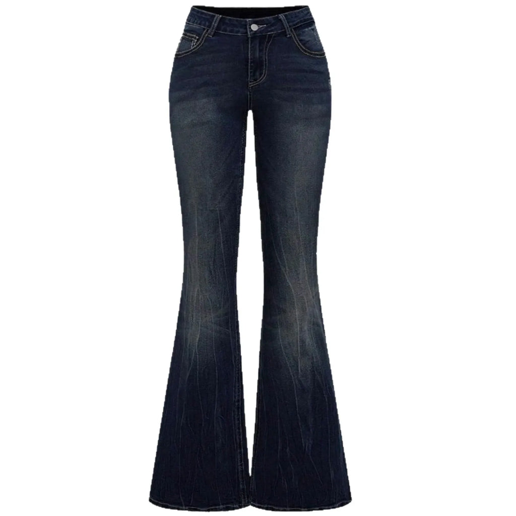 Women’s Vintage Flare Jeans – Embroidered Rhinestone Bootcut Denim Pants