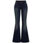Women’s Vintage Flare Jeans – Embroidered Rhinestone Bootcut Denim Pants