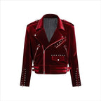 Men’s Velvet Moto Jacket – Short Zip-Up Luxury Biker Outerwear