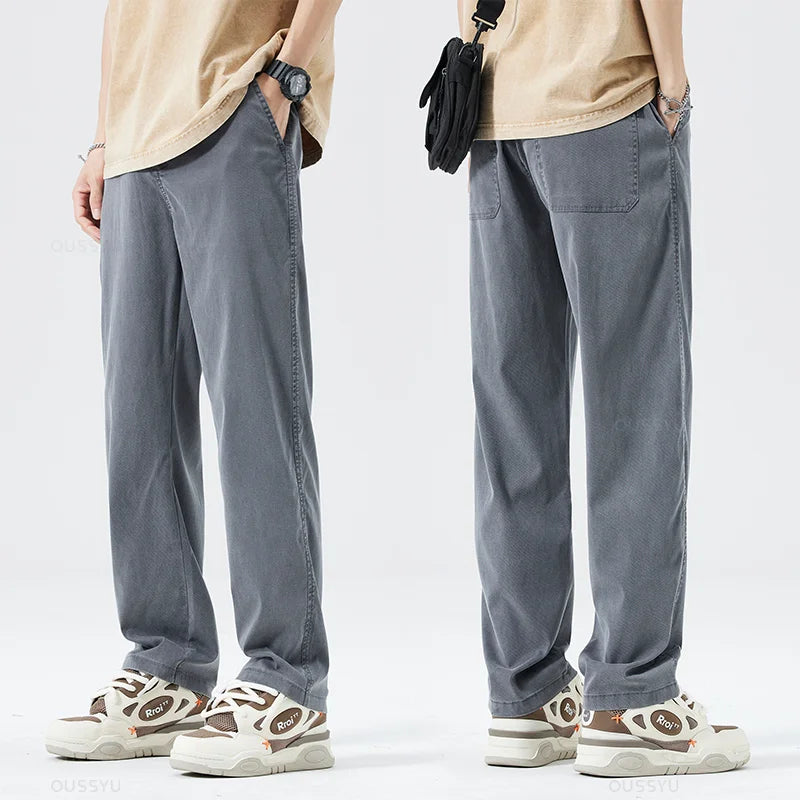 Men’s Lightweight Lyocell Straight Pants – Loose Fit Summer Trousers